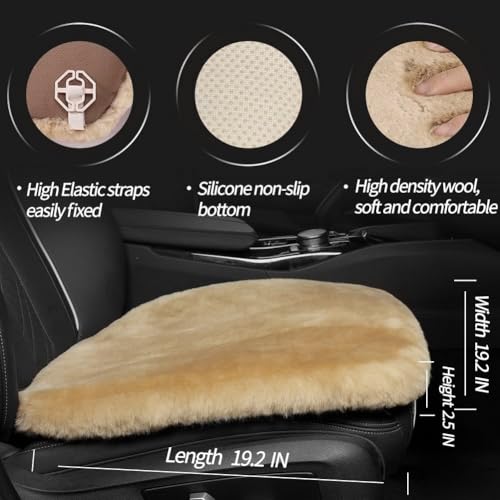 Genuine Sheepskin Car Seat Cushion Seat Covers for Cars Trucks SUV Comfort Seat Protector Pad for Car Driver Seat Car Accessories for Women Office Chair Car Decor