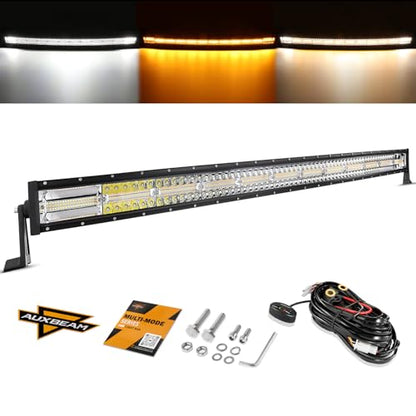 50 Inch Curved LED Light Bar 288W 6 Modes Amber White Driving Light