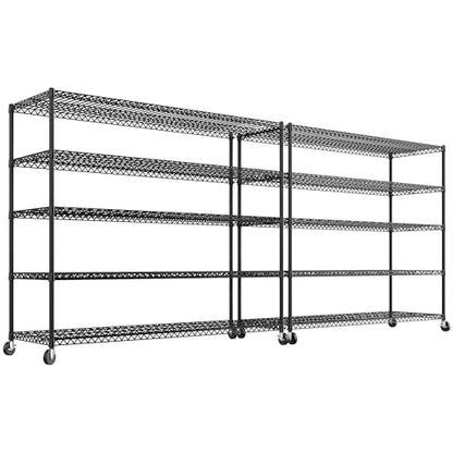 Storage Shelves 3200 LBS Capacity Wire Shelving with Wheels Heavy Duty Metal Shelf for Warehouses (2 Count)