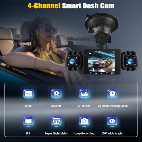4 Channel 2.4 Inch 1080P Dash Cam Front and Rear Inside Left Right