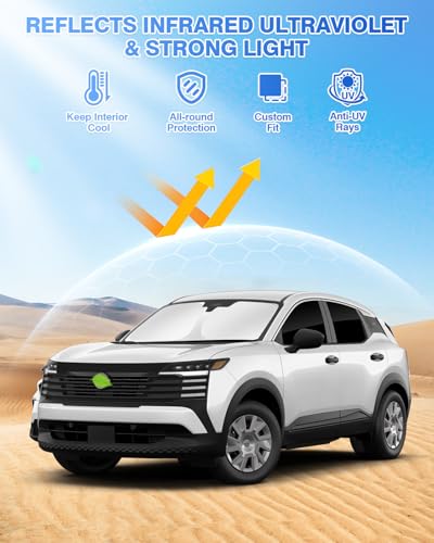 Sunshades for 2025 2026 Nissan Kicks Accessories Windshield Sun Shade Side Rear Window Shade Cover Sun Visor Shield Privacy Protection for Camping Keep Vehicle Cool Black 7PCS (7 Count)