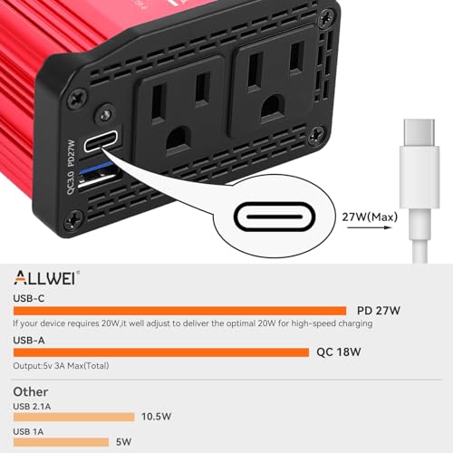 300W Car Power Inverter 12V DC to 110V AC Car Inverter