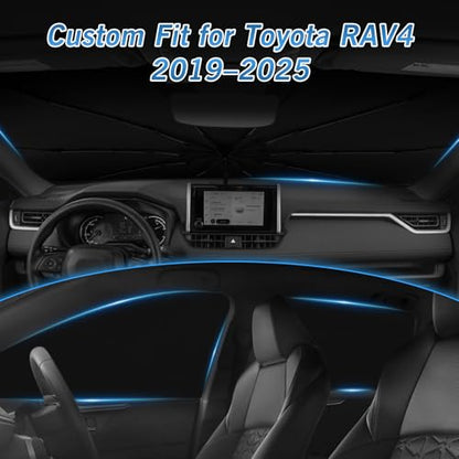 Windshield Sun Shade Umbrella for Toyota RAV4 2019 2020 2021 2022 2023 2024 2025 Rear Window Shades 100% UV Protection and Blackout Privacy 5PCS Car Window Covers Accessories (5 Count)