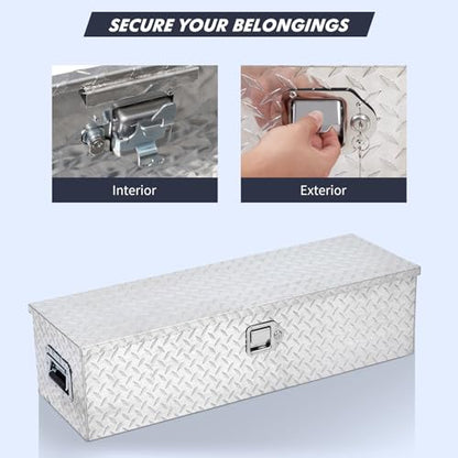 Aluminum Truck Tool Box for Pickup Truck Bed RV Toolbox Truck Bed Toolboxes Heavy Duty Waterproof Truck Storage Organizer Chest with Handle and Lock