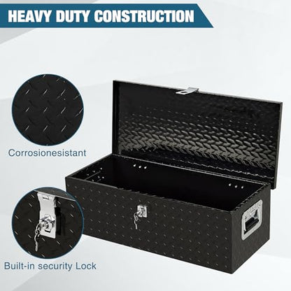 Large Tool Box Truck Bed Toolboxes Aluminum Heavy Duty Waterproof Free Assemble Tool Organizer Chest Cabinet Toolbox with Side Handles for Pick Up Trucks RV Trailer