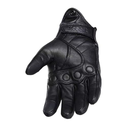 Goatskin Leather Motorcycle Motorbike Powersports Racing Gloves Reflective Skull Touchscreen for Men and Women Model