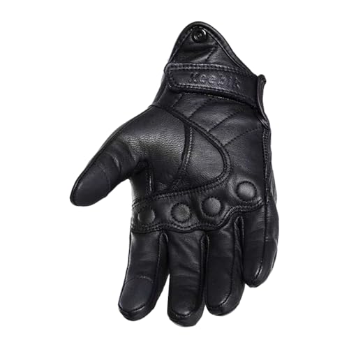 Goatskin Leather Motorcycle Motorbike Powersports Racing Gloves Reflective Skull Touchscreen for Men and Women Model