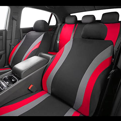 Line Rider Sporty Car Seat Covers Full Set with 4Pcs Waterproof Car Floor Mats Universal Fit Airbag Compatible Automotive Interior Covers for Sedans