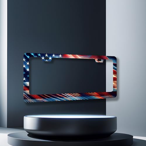 Patriotic American Flag License Plate Frame US License Holder with 2 Holes