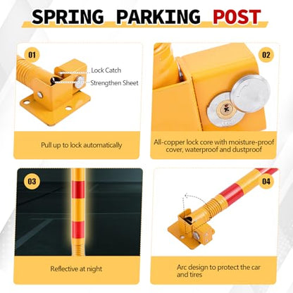 2 Pcs Spring Parking Post Barrier (2 Count)