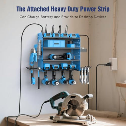 Heavy Duty Power Tool Organizer Wall Mount with Charging Station