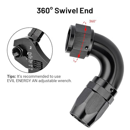12AN 120 Degree One Piece Full Flow Hose End Fitting Swivel for CPE Braided Hose