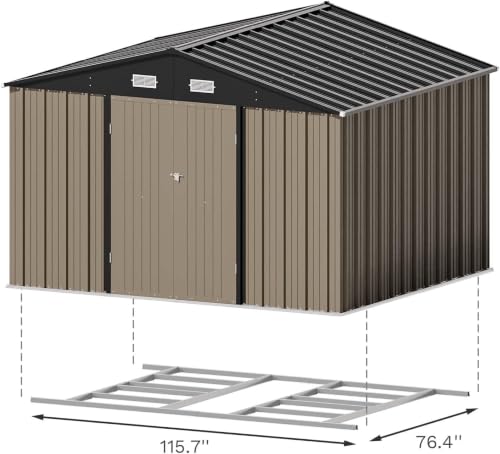 10x8 FT Outdoor Storage Shed with Floor Frame
