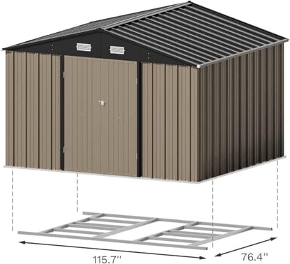 10x8 FT Outdoor Storage Shed with Floor Frame