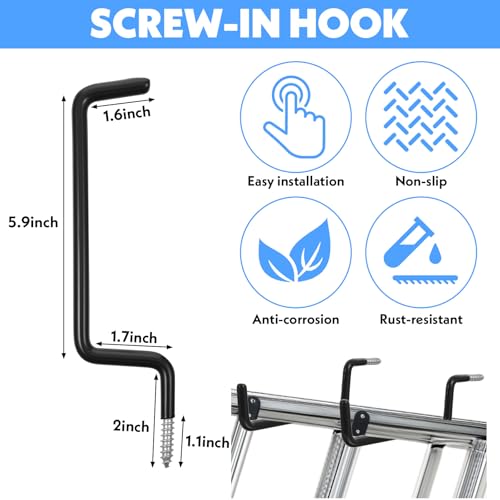 12 Pcs Heavy Duty Black Ladder Hooks (12 Count)