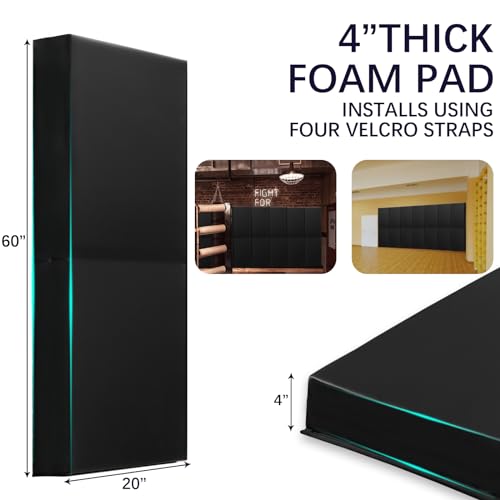 60" 72" High Gym Wall Padding 2" Thick Foam Basketball Court Wall Mount Protector for Garage Taekwondo Babyroom