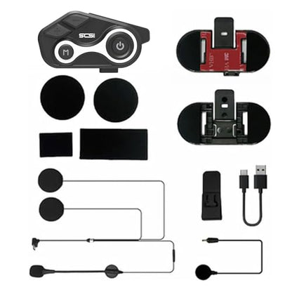 Motorcycle Bluetooth Intercom 1000m 2 Riders Motorbike Helmet Communication System Headset Universal Wireless Interphone (2 Count)