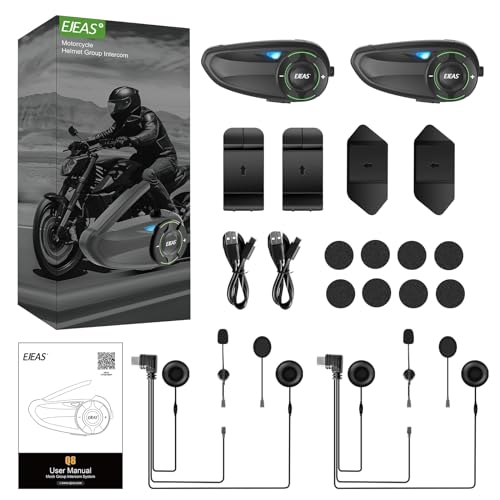 Q8 2PC Motorcycle Bluetooth Headset (2 Count)