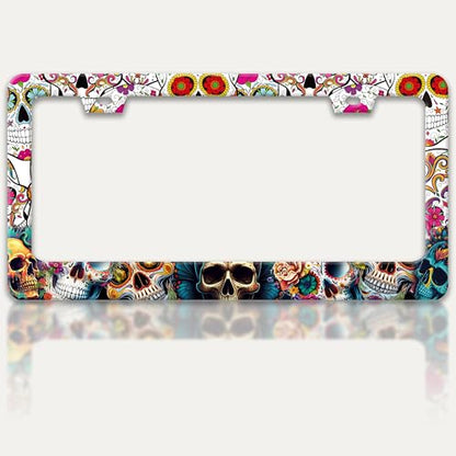 Sugar Skull License Plate Frame Skeleton License Plate Holder 6x12 Inch