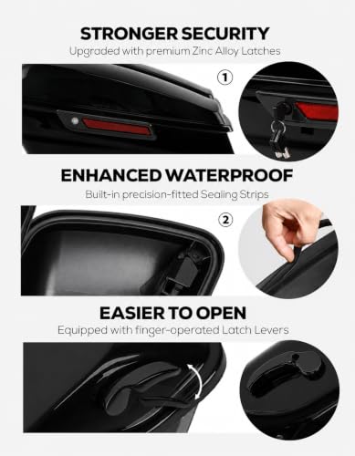 Motorcycle 5" Stretched Saddlebags Fit For Harley Touring 2014 (2 Count)