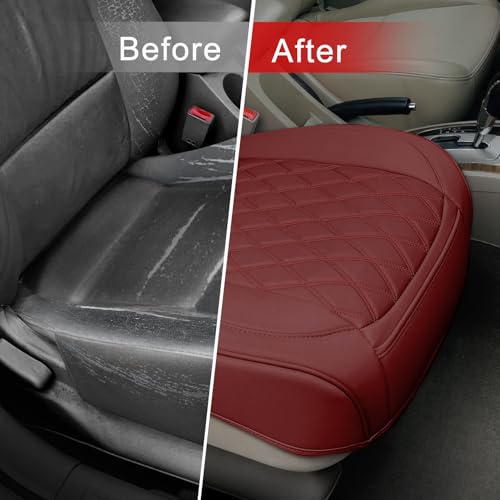 1 Pack Leather Front Car Seat Bottom Cover Red