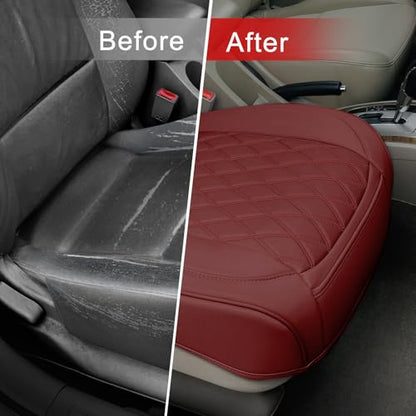 1 Pack Leather Front Car Seat Bottom Cover Red