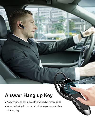 2 Pack] Bluetooth Earpiece Wireless Handsfree Headset V5.0 24 Hrs Driving (2 Count)