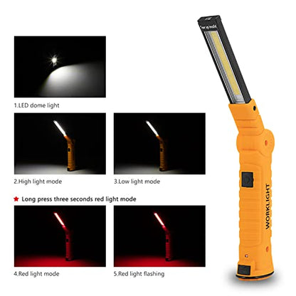 4 Pack Rechargeable LED Work Lights with Magnetic Base and 360° Rotation (4 Count)
