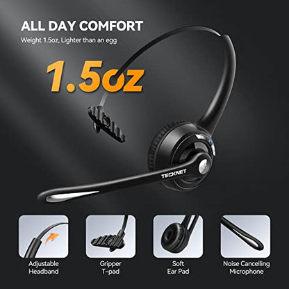 Wireless Bluetooth Headset with Noise Cancelling Microphone