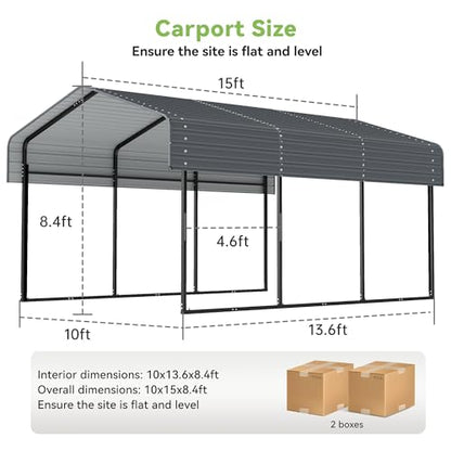 10x15FT Heavy Duty Metal Carport