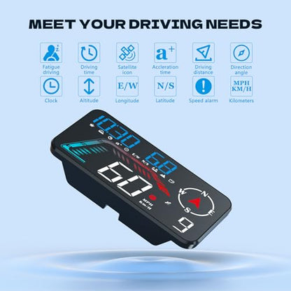 Hud Car Head Up Display G12 with HD LED Display for All Speedometer for All Speedometer Models