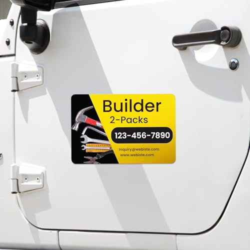 Custom Car Magnet Signs for Builder and Contractor (2 Count)
