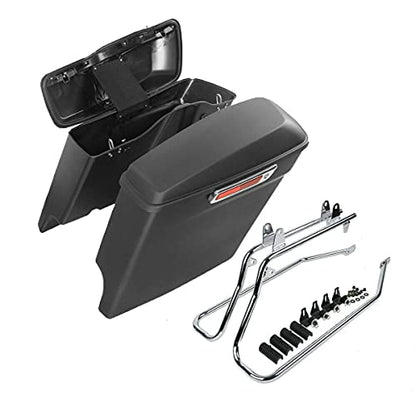 Motorcycle Stretched Saddlebags with Chrome Conversion Brackets Fit For Harley Softail Deluxe Heritage Softail 1984