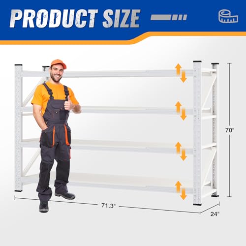 71" W Storage Shelves 5000lbs Garage Metal Shelving Heavy Duty Garage Shelves Adjustable Storage Shelves for Industrial