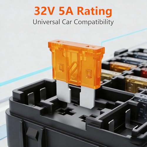 80Pcs) 5 Amp Standard Fuse, 5A Car Blade Fuses for Car/RV/Truck/SUV/Motorcycle/Boat (80 Count)
