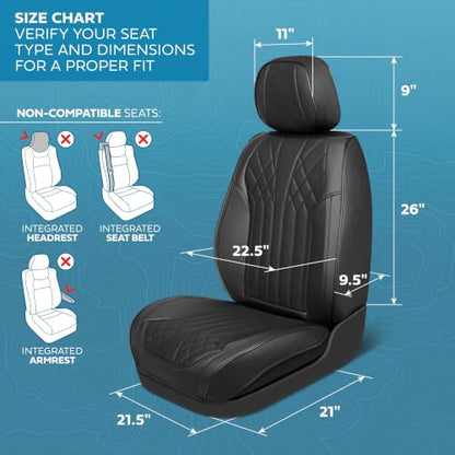 Curated Suede Diamond Leather Seat Covers for Cars & SUVs (2 Count)