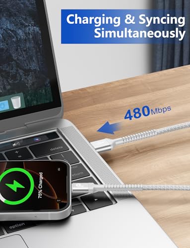 USB to Lightning Cable 6FT [Apple MFi Certified] iPhone Charger Cable (2 Count)