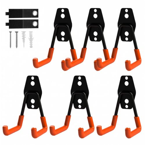 6 Pack Small Square Heavy Duty Garage Hooks (6 Count)