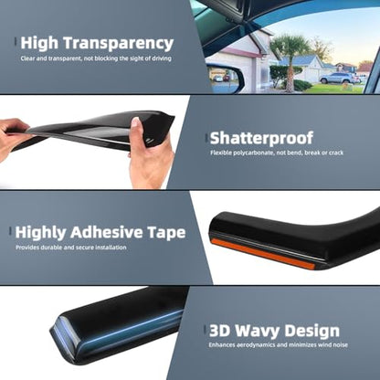 4PCS in Channel Window Visors Rain Guards for Jeep Compass 2017 (4 Count)
