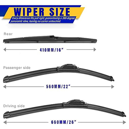 3 Wipers Fits Lexus RX450h