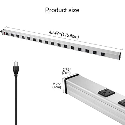 Long Heavy Duty Metal Power Strip (16 Count)