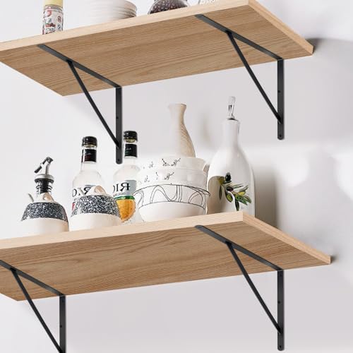 16 Pack L18 x H 12" Black Heavy Duty Shelf Brackets with Screws Metal Shelf Brackets Shelf Support Angle Brackets for Shelves L Brackets Heavy Duty Floating Shelf (16 Count)