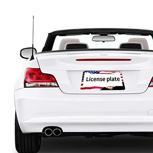 American Flag License Plate Frame American Flag License Plate Holder America Eagle License Plate Frame Covers US Car Tag Frame Stainless Aluminum 2 Pack 2 Holes Decorative 2 Pcs Set for Men