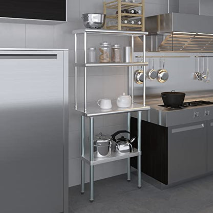 Stainless Steel Work Table Double Tier Overshelf