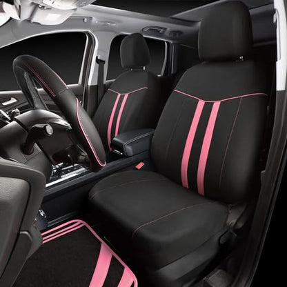 Car Seat Covers Full Set for Women Girls with Waterproof Car Floor Mats
