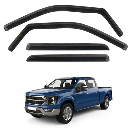 4 PCS in Channel Rain Guards Fit for 2021 2022 2023 2024 2025 2026 Ford F150 SuperCrew (4 Count)
