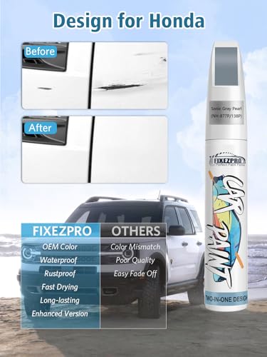 NH-877P/138P Sonic Gray Pearl Car Touch Up Paint for Honda, Color Match Auto Paint Repair Pen,Professional Car Scratch Repair Remover Pen Quick Drying, Easy to Use