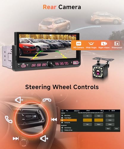 6.86" Single Din Car Stereo with Wireless CarPlay and Android Auto