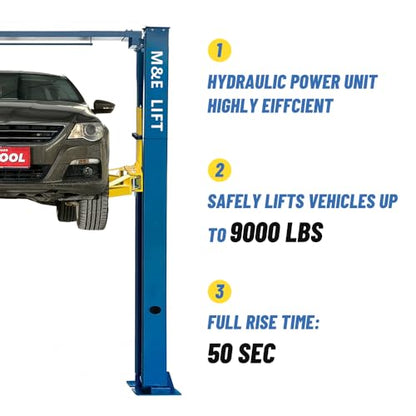 ME 9000lbs 2 Post Lift Clearfloor Lifts Max. Lifting Height 74.8" 2 Post Car Lift Auto Lift Car Hoist for Home Shop Garage