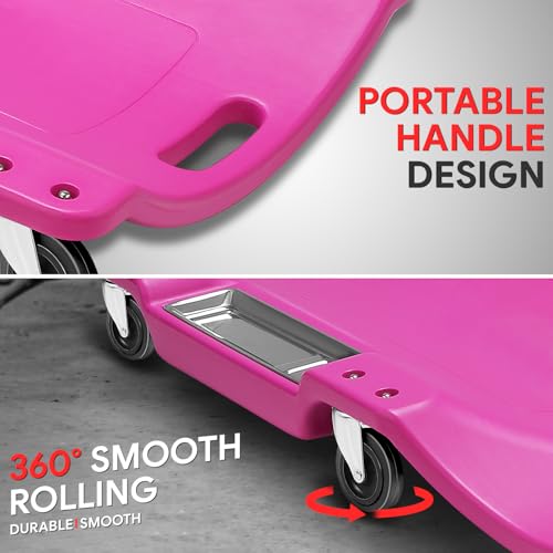 40 Inch Low Profile Plastic Rolling Garage Shop Floor Creeper with LED Light